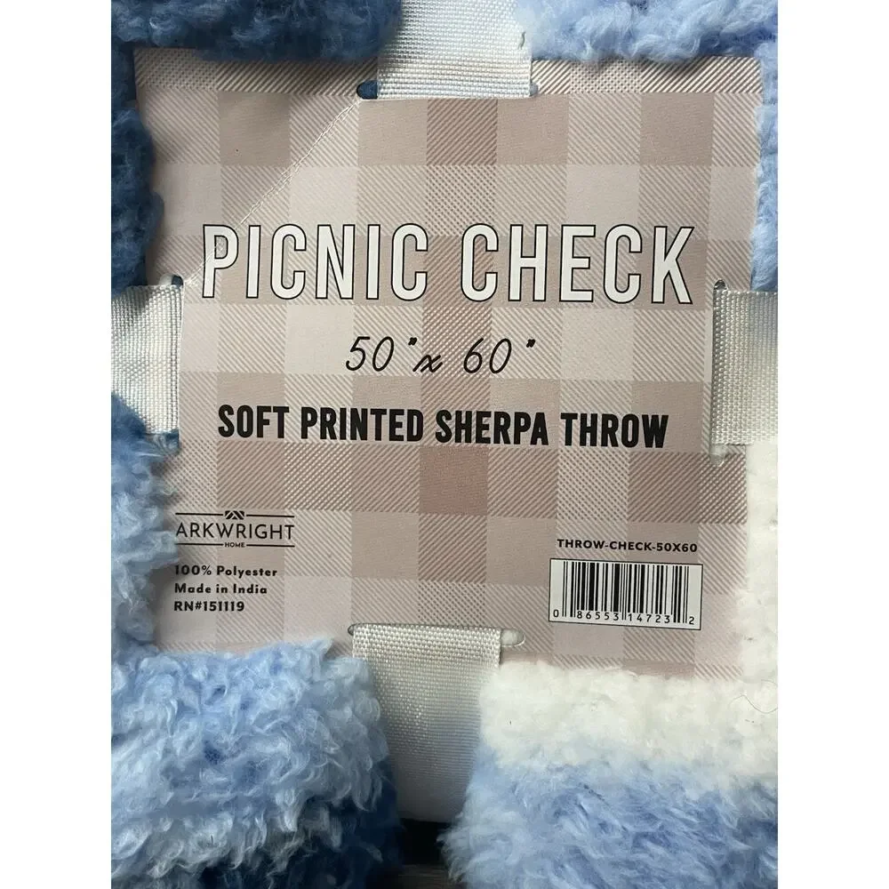 Checkered Picnic Throw Blankets, 50x60, Sherpa Fleece